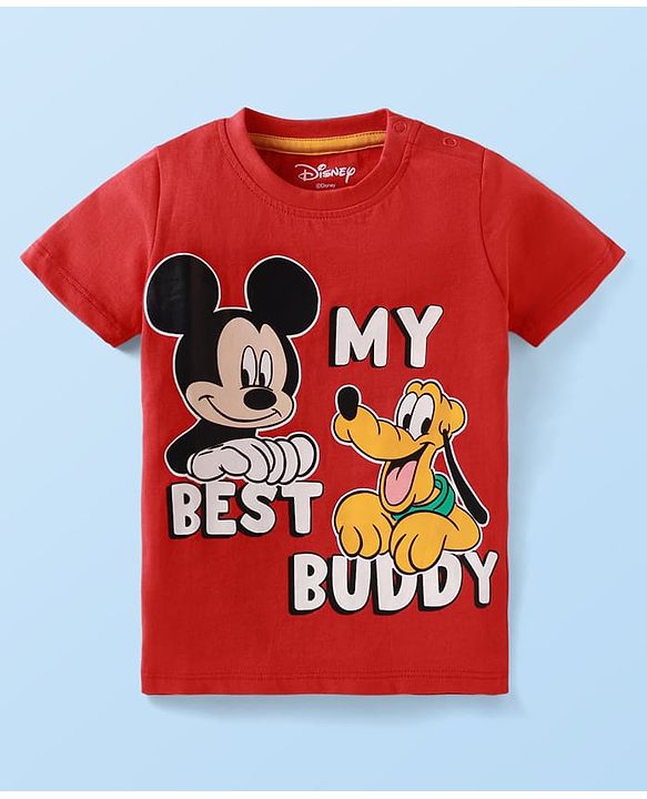 Babyhug Disney Single Jersey Knit Half Sleeves T-Shirts with Mickey & Pluto Graphics Pack of 3 - Green White & Red