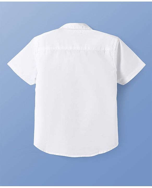 Pine Kids Cotton Woven Half Sleeves Solid Color Shirt - White