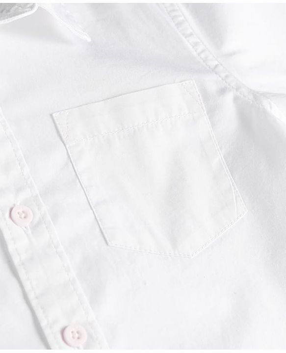Pine Kids Cotton Woven Half Sleeves Solid Color Shirt - White