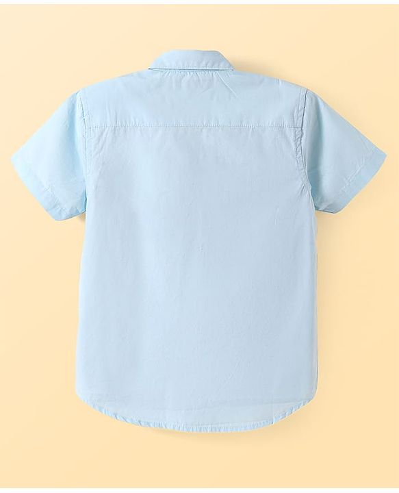 Pine Kids Cotton Woven Half Sleeves Solid Color Shirt - White