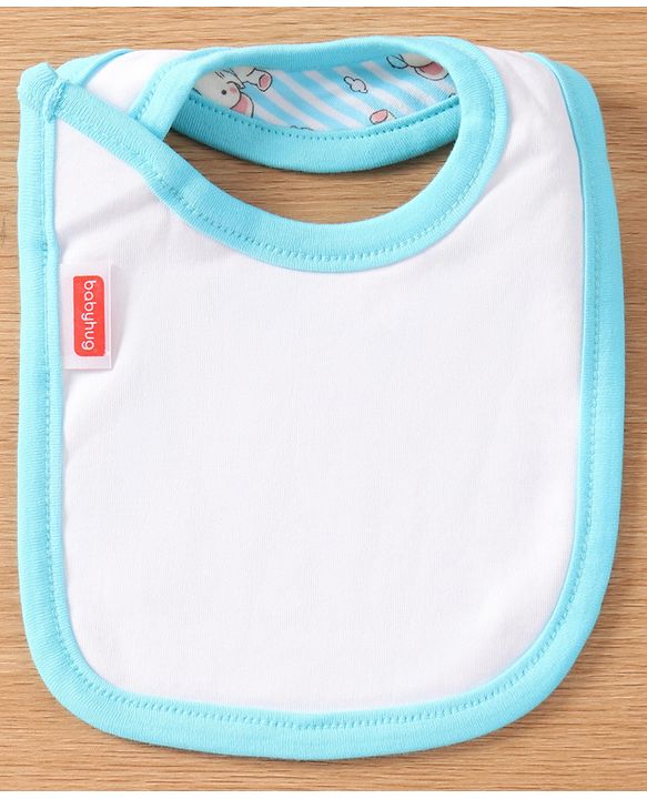 Babyhug Interlock Cotton Bibs Monkey Print Pack of 3 - Blue