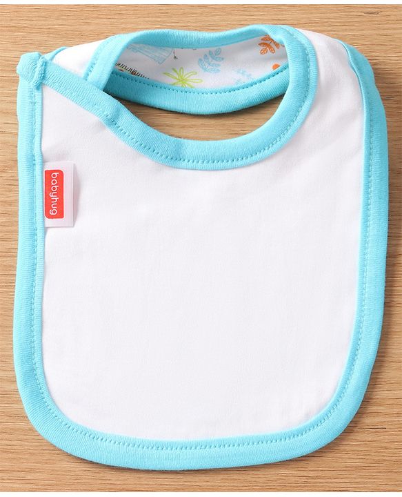 Babyhug Interlock Cotton Bibs Monkey Print Pack of 3 - Blue