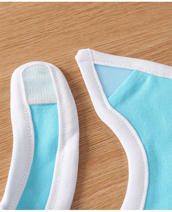Babyhug Interlock Cotton Bibs Monkey Print Pack of 3 - Blue
