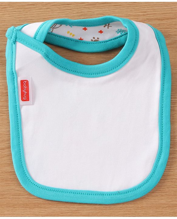 Babyhug Interlock Cotton Bibs Monkey Print Pack of 3 - Blue
