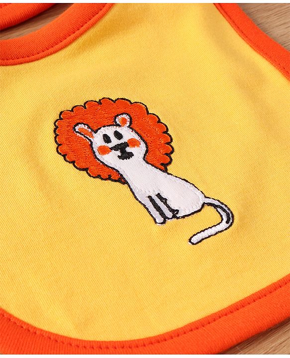 Babyhug Interlock Cotton Bibs Monkey Print Pack of 3 - Blue