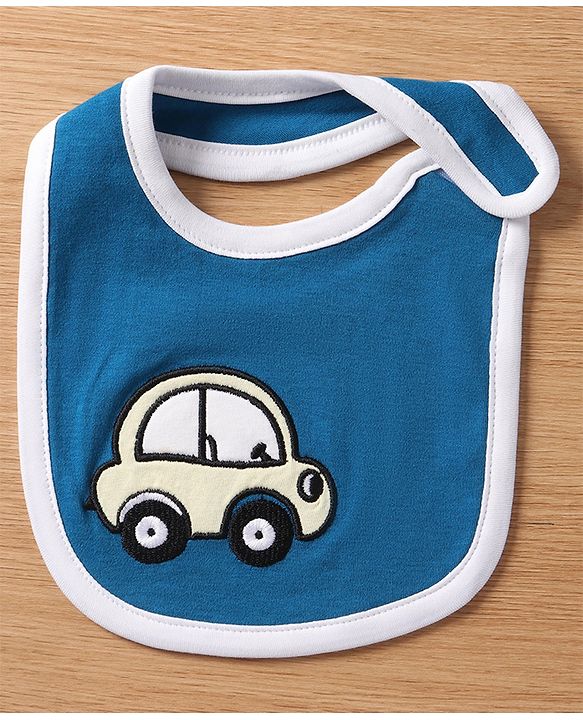 Babyhug Interlock Cotton Bibs Monkey Print Pack of 3 - Blue