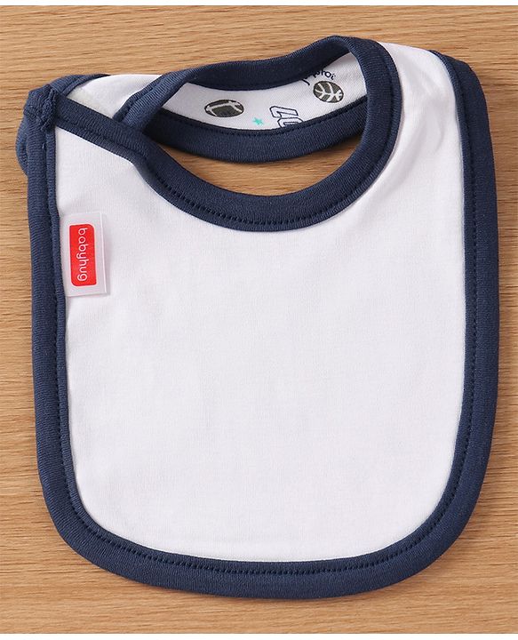 Babyhug Interlock Cotton Bibs Monkey Print Pack of 3 - Blue