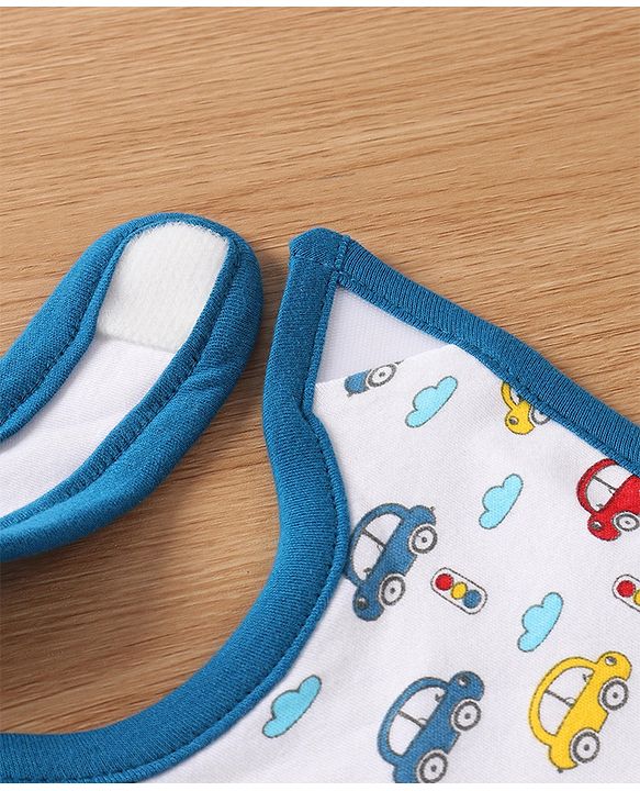 Babyhug Interlock Cotton Bibs Monkey Print Pack of 3 - Blue