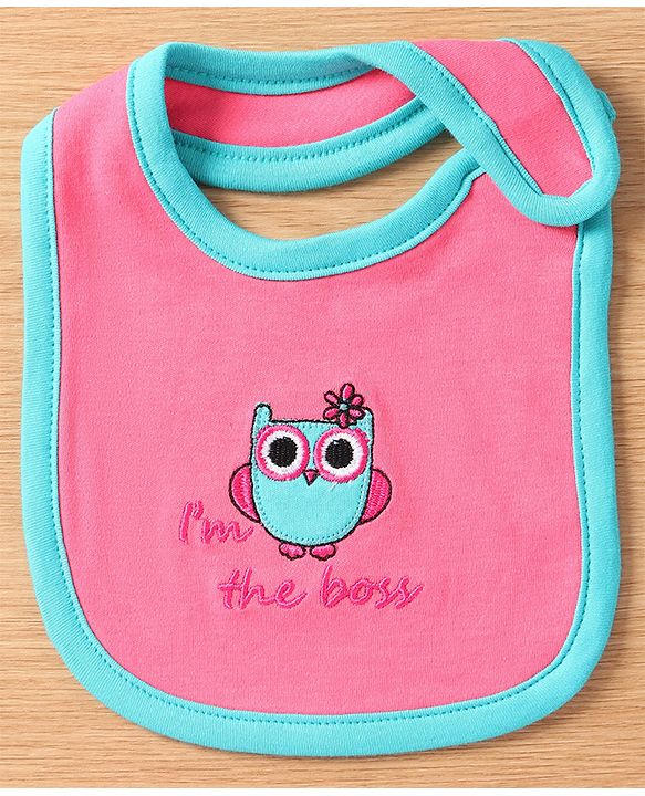 Babyhug Interlock Cotton Bibs Monkey Print Pack of 3 - Blue