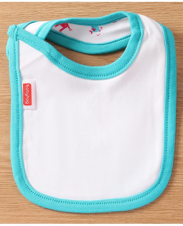 Babyhug Interlock Cotton Bibs Monkey Print Pack of 3 - Blue
