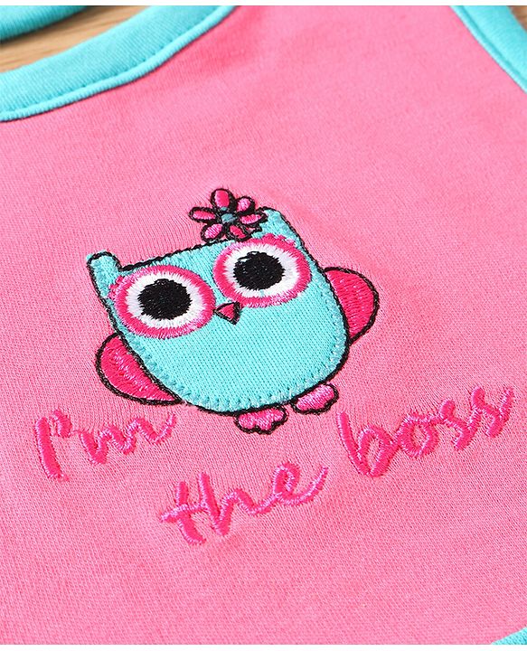 Babyhug Interlock Cotton Bibs Monkey Print Pack of 3 - Blue