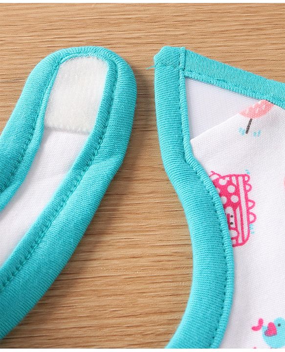 Babyhug Interlock Cotton Bibs Monkey Print Pack of 3 - Blue
