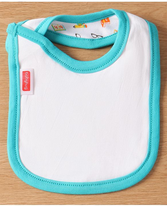 Babyhug Interlock Cotton Bibs Monkey Print Pack of 3 - Blue