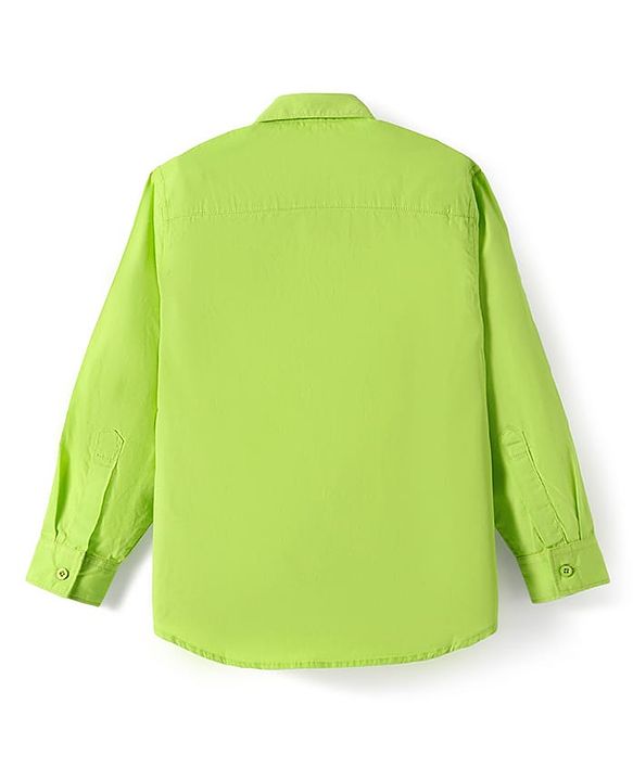 Pine Kids Cotton Woven Full Sleeves Solid Color Shirt - Lime Green