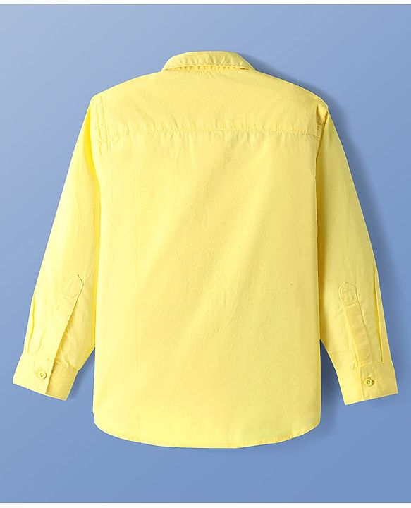Pine Kids Cotton Woven Full Sleeves Solid Color Shirt - Lime Green