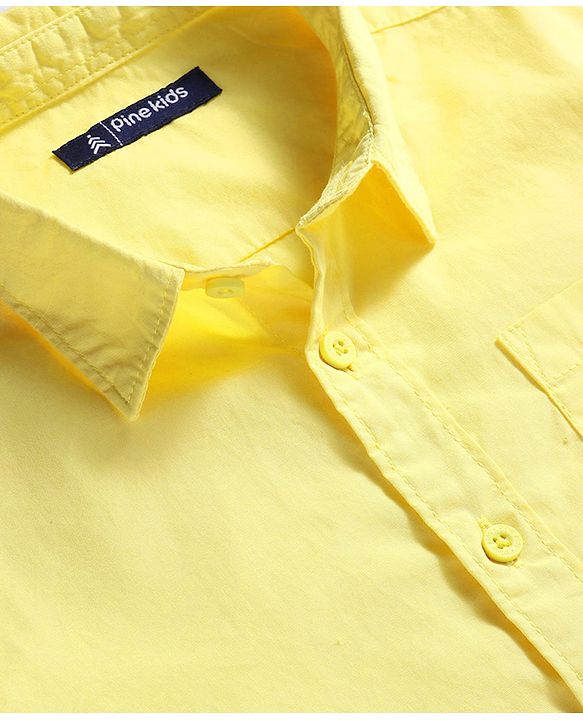Pine Kids Cotton Woven Full Sleeves Solid Color Shirt - Lime Green