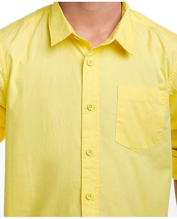 Pine Kids Cotton Woven Full Sleeves Solid Color Shirt - Lime Green