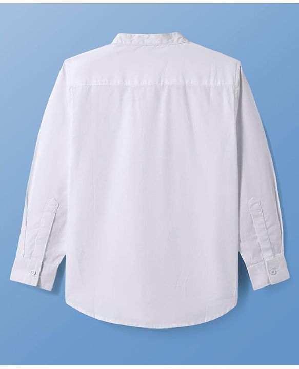 Pine Kids Cotton Woven Full Sleeves  Mandarin Collar Solid Shirt - White