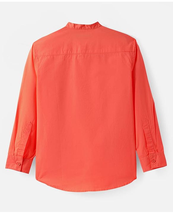 Pine Kids Cotton Woven Full Sleeves  Mandarin Collar Solid Shirt - White