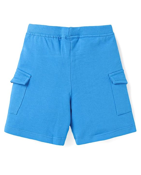 Babyhug Single Jersey Knit Half Sleeves Striped T-Shirt & Shorts Set with Pockets - Light Blue Green & White