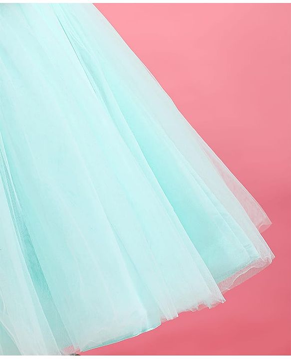 Babyhug Woven Sleeveless Party Dress With Bow Applique - Peach & Green