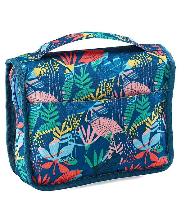 Babyhug Premium Makeup Pouches for Cosmetic Bags Wash Pouch Toiletry Kit - Green & Blue