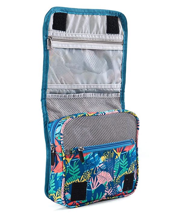 Babyhug Premium Makeup Pouches for Cosmetic Bags Wash Pouch Toiletry Kit - Green & Blue