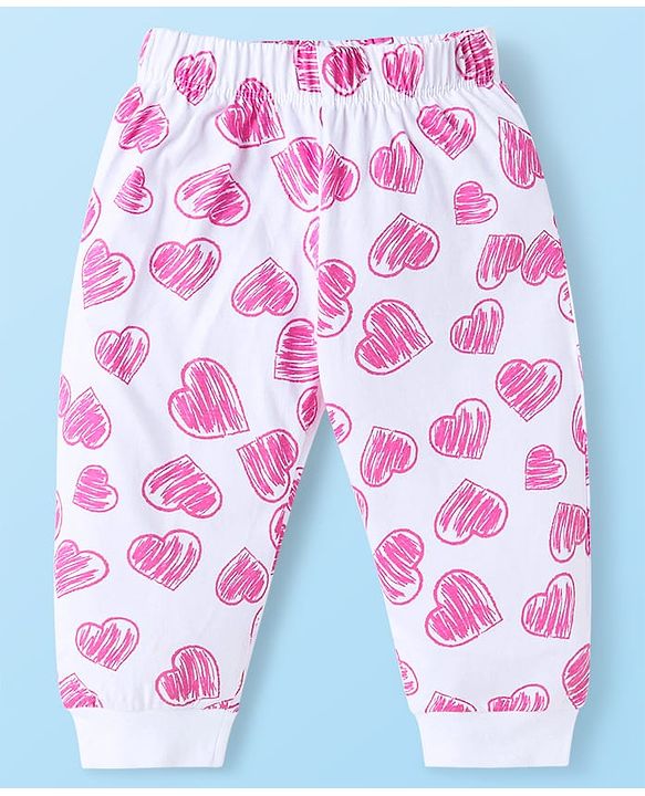 Babyhug Disney Single Jersey Knit Full Sleeve Night Suit With Front & Back Marie Graphic - White & Pink