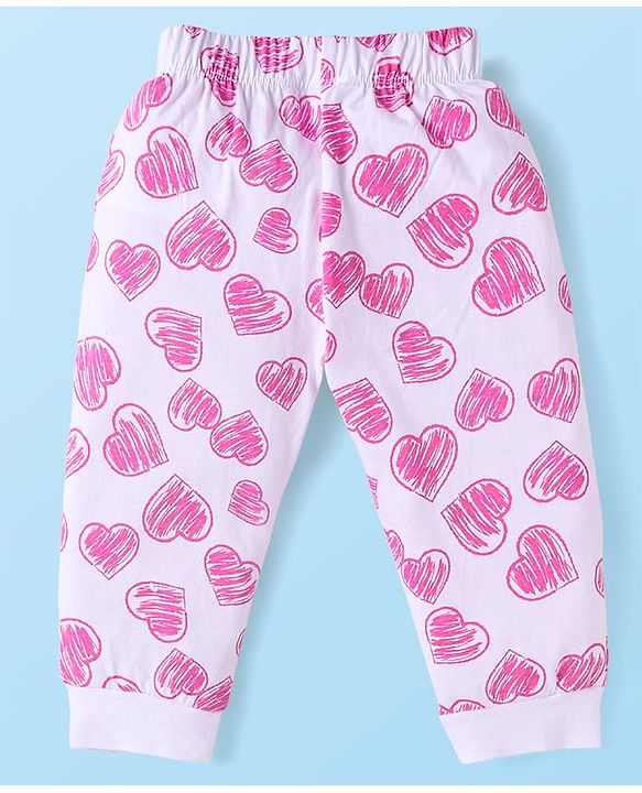 Babyhug Disney Single Jersey Knit Full Sleeve Night Suit With Front & Back Marie Graphic - White & Pink