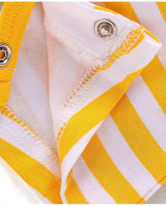 Babyhug Interlock Knit Half Sleeves Romper With Animal Print - Yellow