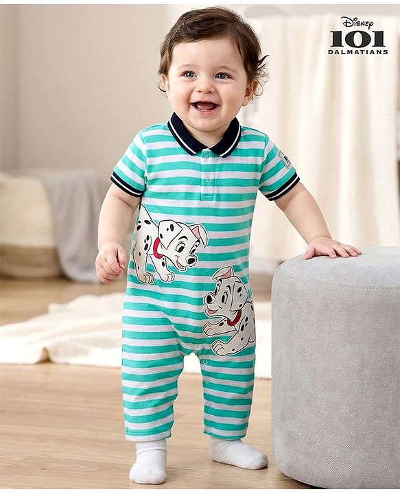 Babyhug Disney Interlock Knit Half Sleeves Striped Onesies with Chip n Dale Graphics Pack of 3 - Red Olive Green & Blue main image 1