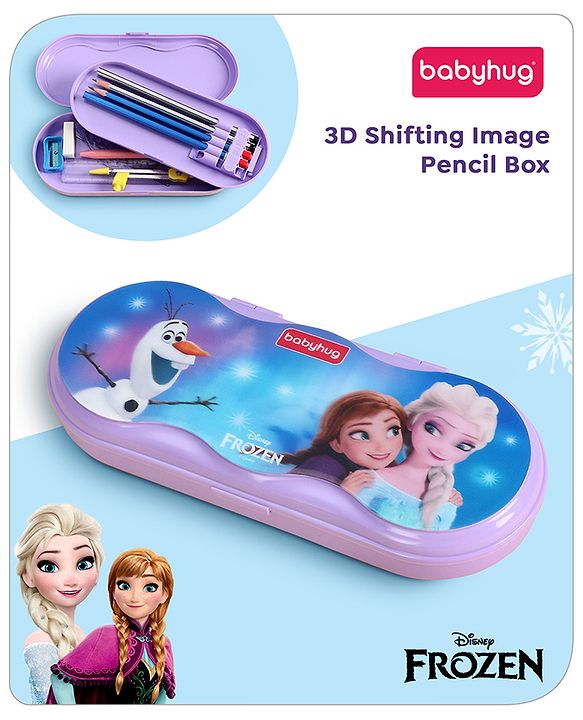 Babyhug Disney Frozen 3D Pencil Box|School Supplies Stationery Organiser|Birthday Return Gift for Kids- Lavender