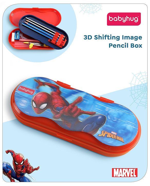 Babyhug Marvel Spiderman 3D Pencil Box|School Supplies Stationery Organiser|Birthday Return Gift for Kids- Red