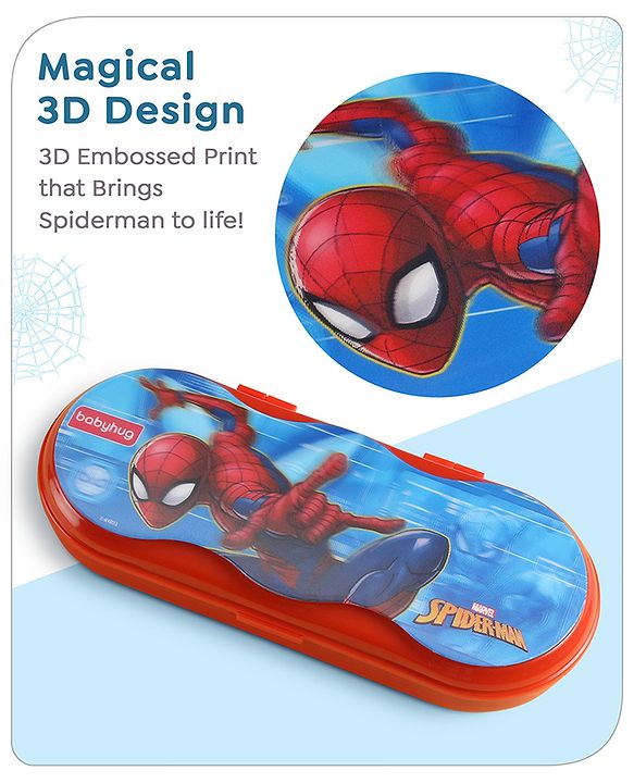 Babyhug Marvel Spiderman 3D Pencil Box|School Supplies Stationery Organiser|Birthday Return Gift for Kids- Red