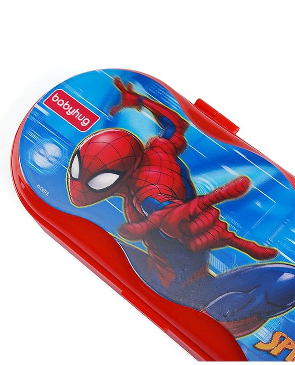 Babyhug Marvel Spiderman 3D Pencil Box|School Supplies Stationery Organiser|Birthday Return Gift for Kids- Red