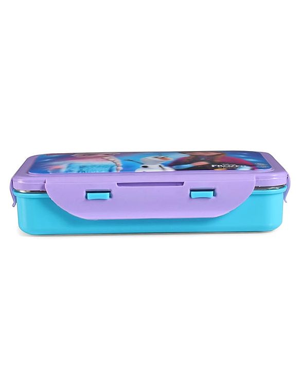 Babyhug Disney Frozen 3D Stainless Steel Lunch box with inner container,700ml & 100ml, Airtight Lunch for School Kids|BPA Free|100% Food Grade|Dishwasher Safe|Reusable|Recyclable- Lavender