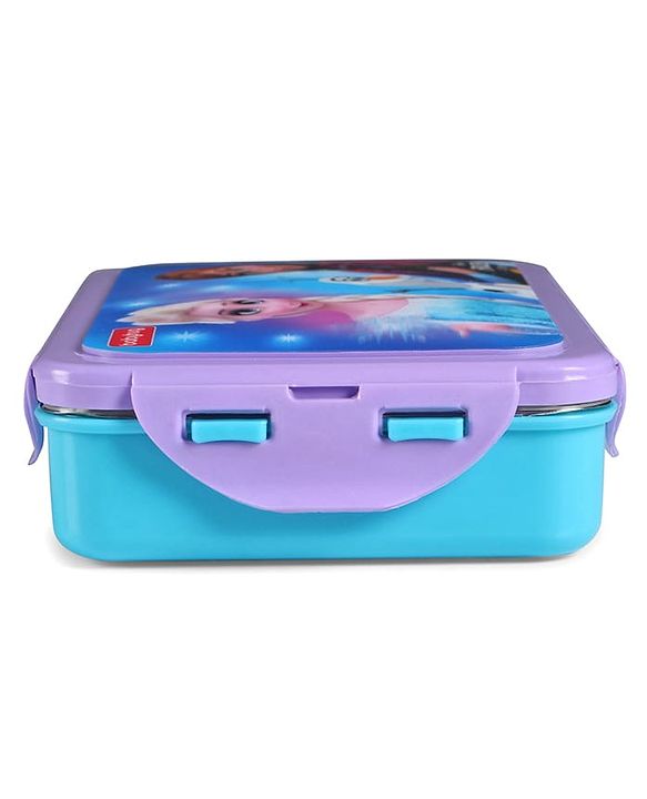 Babyhug Disney Frozen 3D Stainless Steel Lunch box with inner container,700ml & 100ml, Airtight Lunch for School Kids|BPA Free|100% Food Grade|Dishwasher Safe|Reusable|Recyclable- Lavender