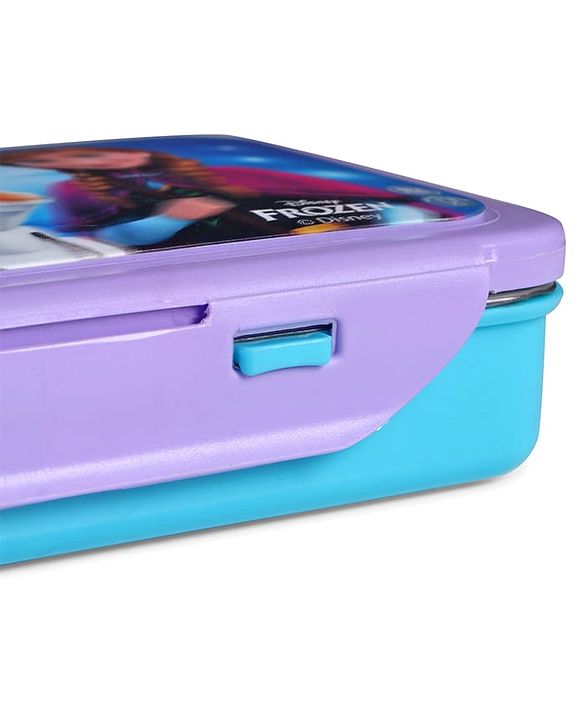 Babyhug Disney Frozen 3D Stainless Steel Lunch box with inner container,700ml & 100ml, Airtight Lunch for School Kids|BPA Free|100% Food Grade|Dishwasher Safe|Reusable|Recyclable- Lavender