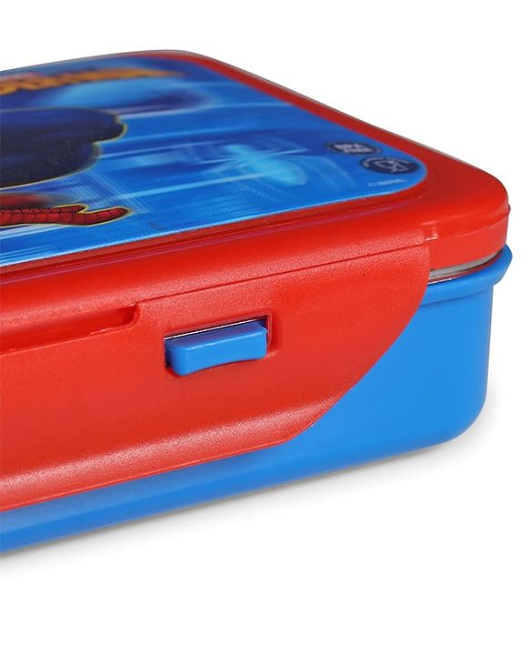 Babyhug Marvel Spiderman  3D Stainless Steel Lunch box with inner container,700ml & 100ml, Airtight Lunch for School Kids|BPA Free|100% Food Grade|Dishwasher Safe|Reusable|Recyclable- Red