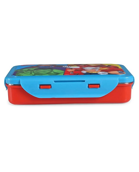 Babyhug Marvel Spiderman  3D Stainless Steel Lunch box with inner container,700ml & 100ml, Airtight Lunch for School Kids|BPA Free|100% Food Grade|Dishwasher Safe|Reusable|Recyclable- Red