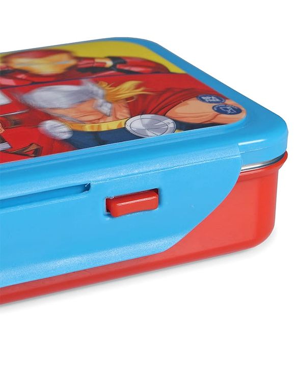 Babyhug Marvel Spiderman  3D Stainless Steel Lunch box with inner container,700ml & 100ml, Airtight Lunch for School Kids|BPA Free|100% Food Grade|Dishwasher Safe|Reusable|Recyclable- Red