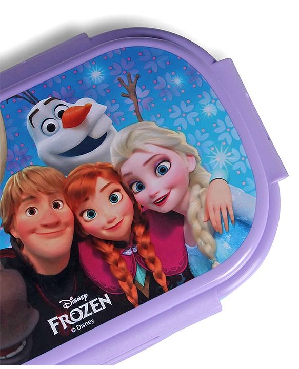 Babyhug Disney Frozen 3D Stainless Steel Lunch box with inner container,700ml & 100ml, Airtight Lunch for School Kids|BPA Free|100% Food Grade|Dishwasher Safe|Reusable|Recyclable- Lavender