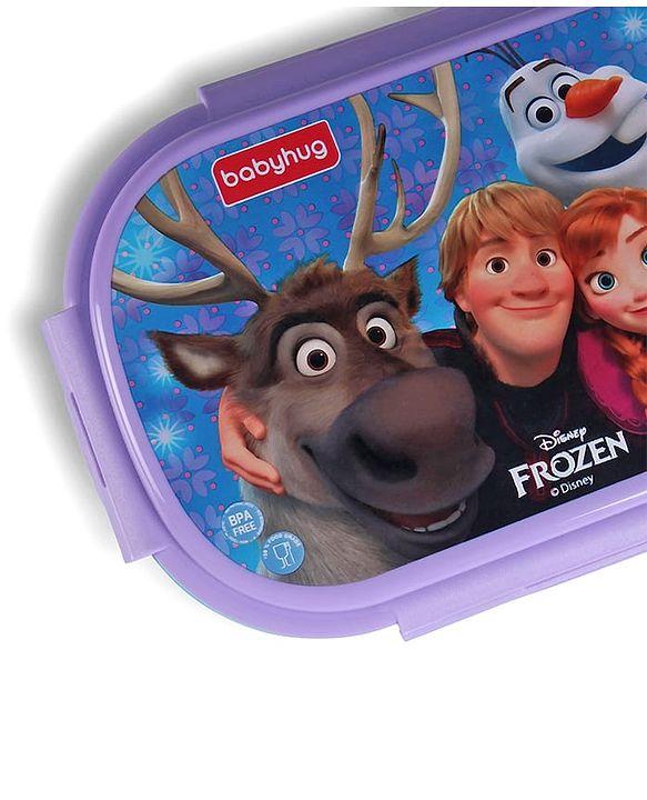Babyhug Disney Frozen 3D Stainless Steel Lunch box with inner container,700ml & 100ml, Airtight Lunch for School Kids|BPA Free|100% Food Grade|Dishwasher Safe|Reusable|Recyclable- Lavender