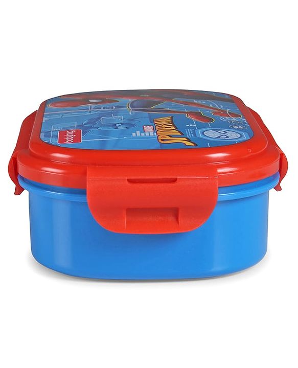 Babyhug Marvel Spiderman  3D Stainless Steel Lunch box with inner container,700ml & 100ml, Airtight Lunch for School Kids|BPA Free|100% Food Grade|Dishwasher Safe|Reusable|Recyclable- Red