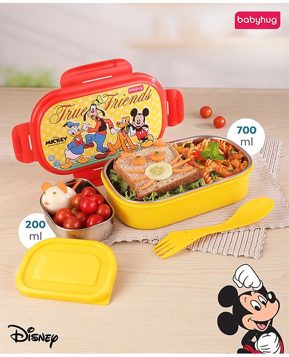 Babyhug Disney Frozen 3D Stainless Steel Lunch box with inner container,700ml & 100ml, Airtight Lunch for School Kids|BPA Free|100% Food Grade|Dishwasher Safe|Reusable|Recyclable- Lavender