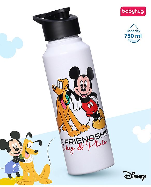 Babyhug Disney Mickey & Friends Stainless Steel Water Bottle|Leak Resistant|BPA Free|Rust Proof|750ml