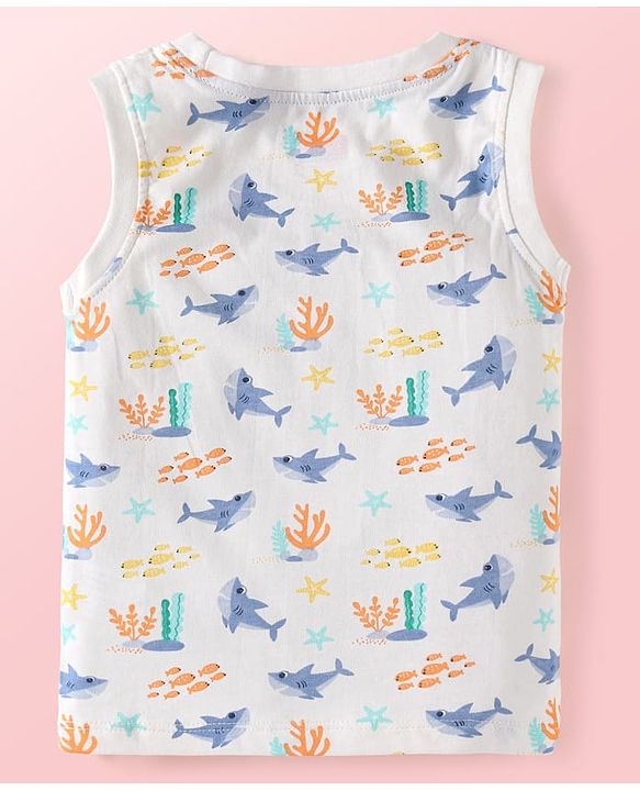Babyhug Single Jersey Knit Half Sleeves T-Shirts & Shorts With Sando Vests & Shark Print Pack of 6 - Multi Colour