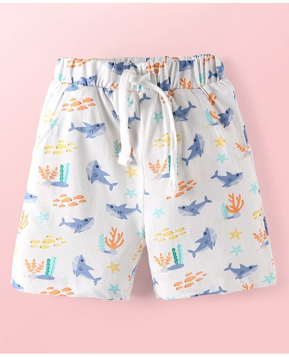 Babyhug Single Jersey Knit Half Sleeves T-Shirts & Shorts With Sando Vests & Shark Print Pack of 6 - Multi Colour