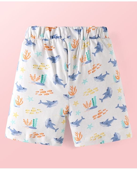 Babyhug Single Jersey Knit Half Sleeves T-Shirts & Shorts With Sando Vests & Shark Print Pack of 6 - Multi Colour