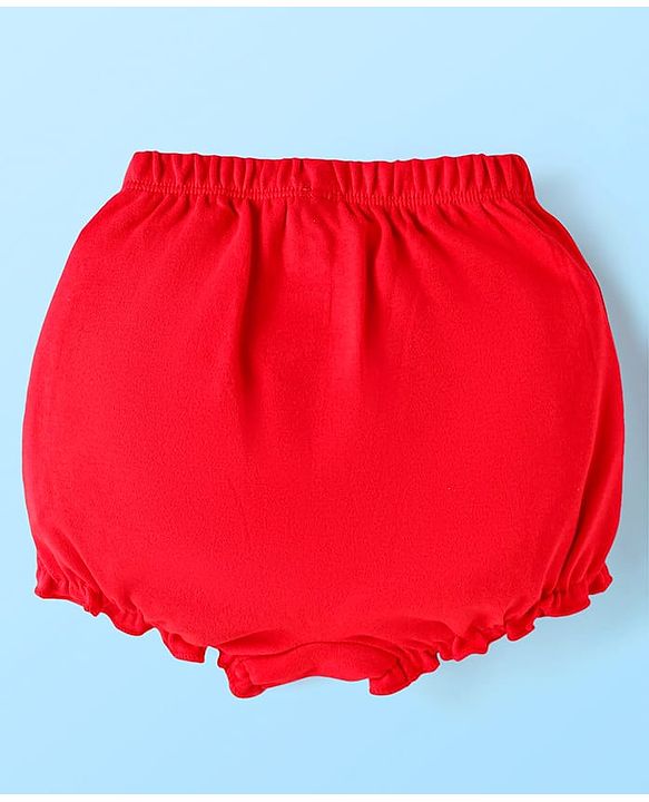 Babyhug Disney Single Jersey Knit Bloomers with Minnie Mouse Graphics Pack of 3 - Red White & Pink